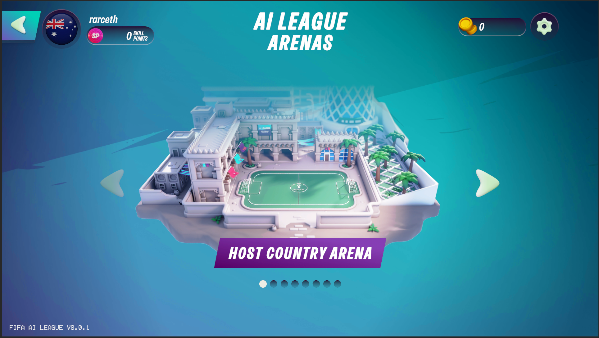 In-game arena selection screen